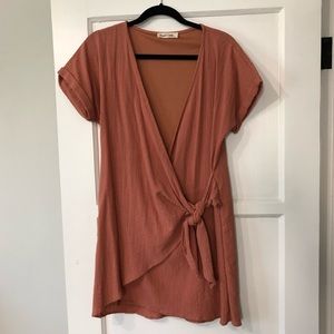 Peach Love slouchy wrap dress - Rust Orange, S